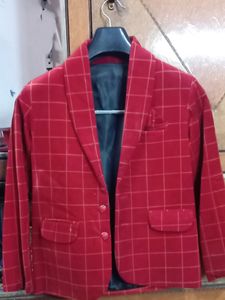 Dark Red Colour Blazer For Boys With Black Pant