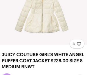JUICY COUTURE Quilted Cream Puffer Jacket 🪞
