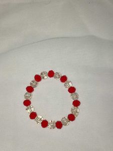 Red &amp; Clear Beaded Bracelet