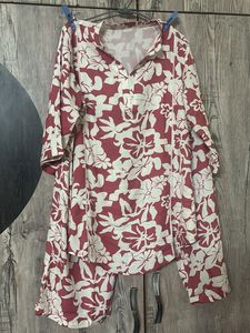 Red & White Floral Kurta  cum Co-cord se