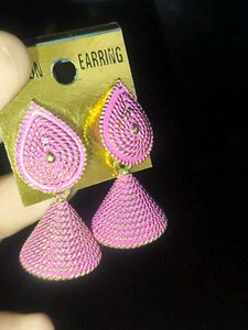 Pink Jhumka Earrings