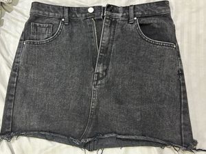 2nd Earth Charcoal Wash Denim Mini Skirt