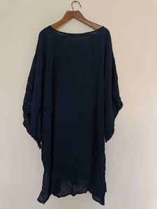 Navy Blue Kaftan with Peacock Design