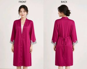 Lace Trimmed Silk Robe