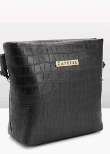 Caprese Black Croc Embossed Shoulder Bag