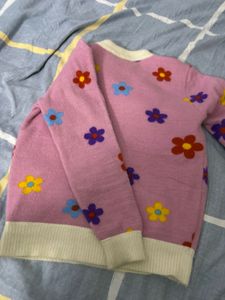 Floral Pink Pullover Sweater Free Delivery