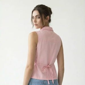 Chic Sleeveless Pink Wrap Top