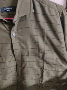 Men's Olive Striped Formal Shirt