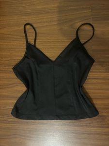 Black Satin Corset-Style Cami Top