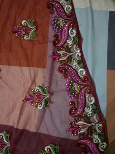 Marron Net Saree