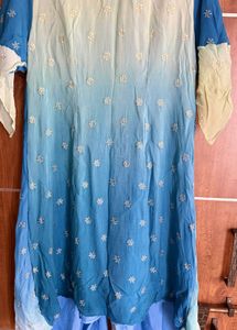 Embroidered Blue Ombre Kurta Set