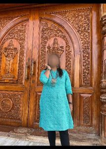 Teal Ethnic Bandhni Print Kurta