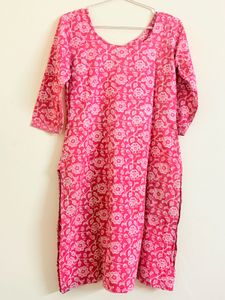 Vibrant Pink Floral Print Kurta Palazzo