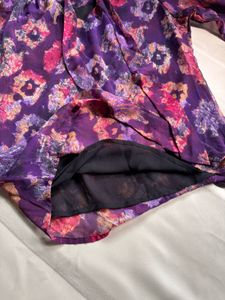 Bohemian Floral Print Sheer Blouse