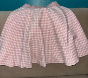 Pink Houndstooth Mini Skirt