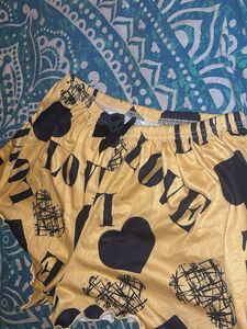 Cute Yellow Love Heart Pajama Shorts