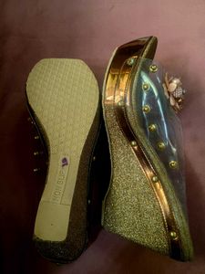 Elegant Rose Copper Gold Wedge Heels