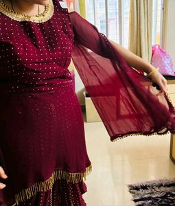 Maroon Patiala Dress