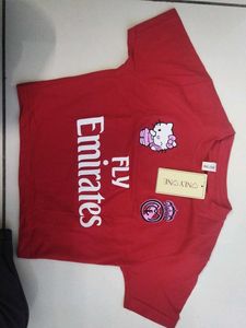 Red "Hala Madrid" T-Shirt with Bow Graphic