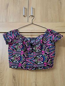 Vibrant Geometric Print Crop Top