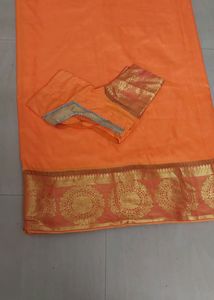 golden yellow saree with stiched blouse