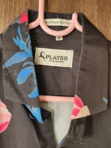 Men's Black Floral Print Shirt M