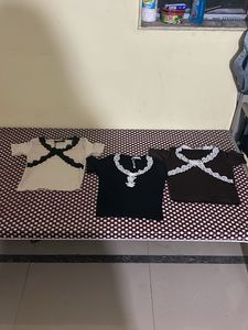 Lace Trimmed Tops (Set of 3)