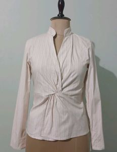 Chic Striped Twist Front Blouse