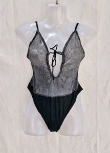 15286. Vintage Black & Grey One-Piece Swimsuit
