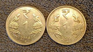 Struck Through Error ₹1 Coin