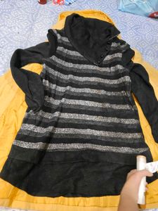Yellow Duffle Coat with Striped Top 32-34