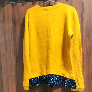 Yellow Textured Sweater Top
