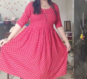 Chic Red Printed Kurti