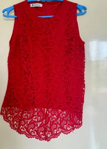 Elegant Red Lace Top