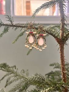 Elegant Pink Stone Dangle Earrings