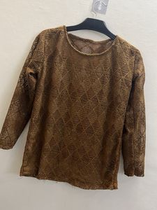 Women Brown Net Top