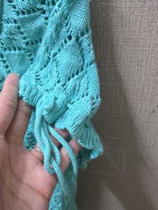 Aqua Crochet Tie-Up Top