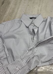Striped Cropped Button-Up Shirt