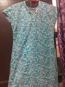 Teal Floral Print Kurta