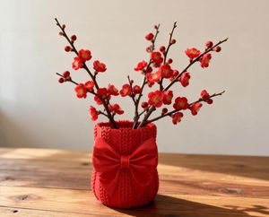 Red Knitted Vase