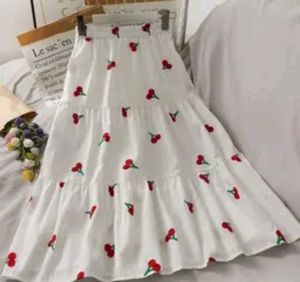 Cute Cherry Print Tiered Skirt