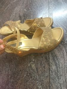 Sparkly Gold Wedge Sandals