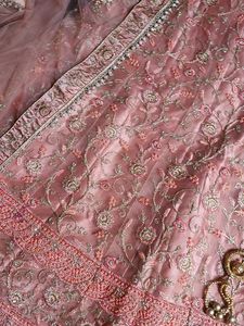 Bridal Peach Embroidered Lehenga Choli