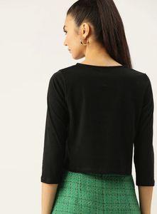 Black Crop Henley Top