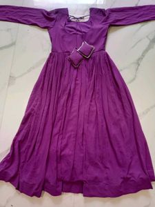 Elegant Purple Anarkali Kurta Set 3pc M