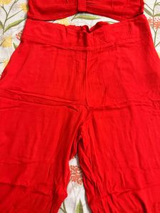 Red Ruffle Sleeve Co ord set