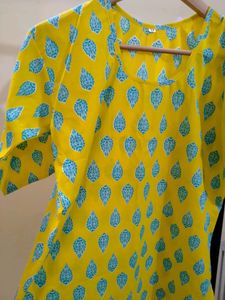 Very Beautiful Yellow Kurti Plazo Set