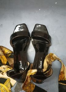 Stylish Black Heels with Scarf Tie