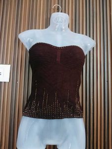 Stylish Brown Strapless Top