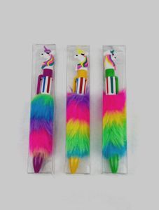 Cute Unicorn Rainbow Fur Pen